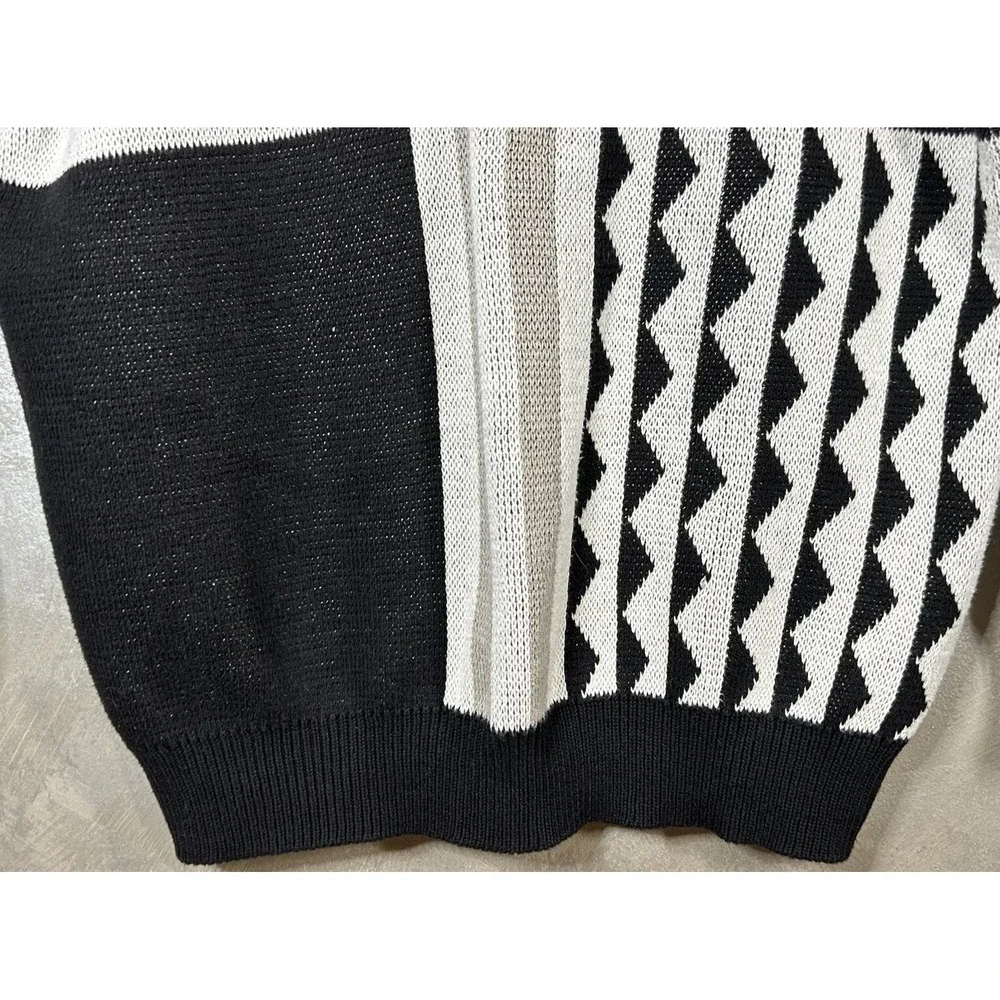 Ben Hogan Sweater‎ Mens Size XL Golf USA Geometric Print Black White Tan Cotton